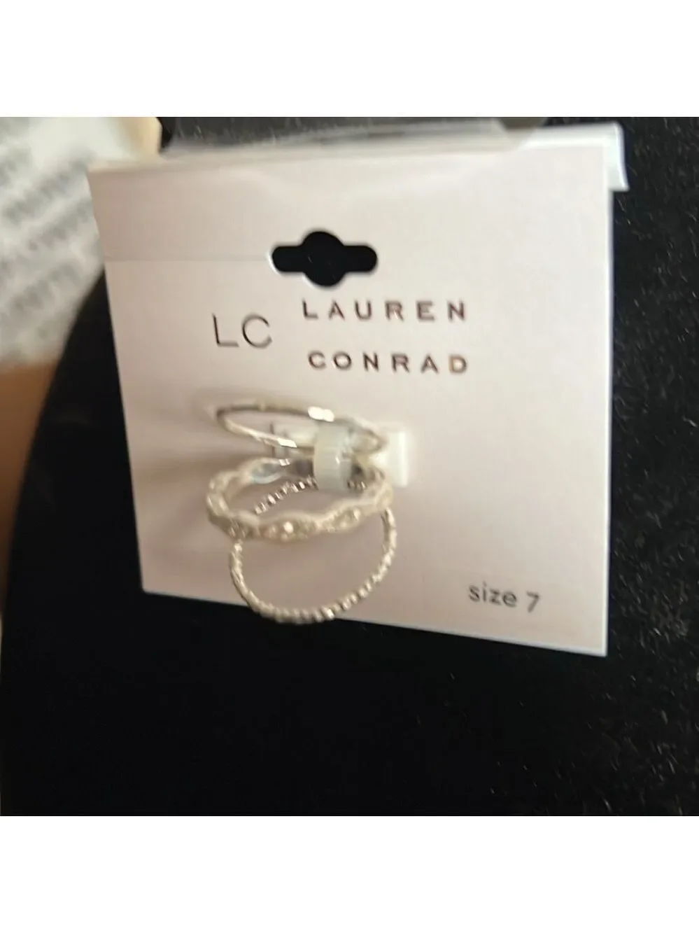 Lauren Conrad Ring Set, Size 7, Bands, Silver-Tone w/clear Stones